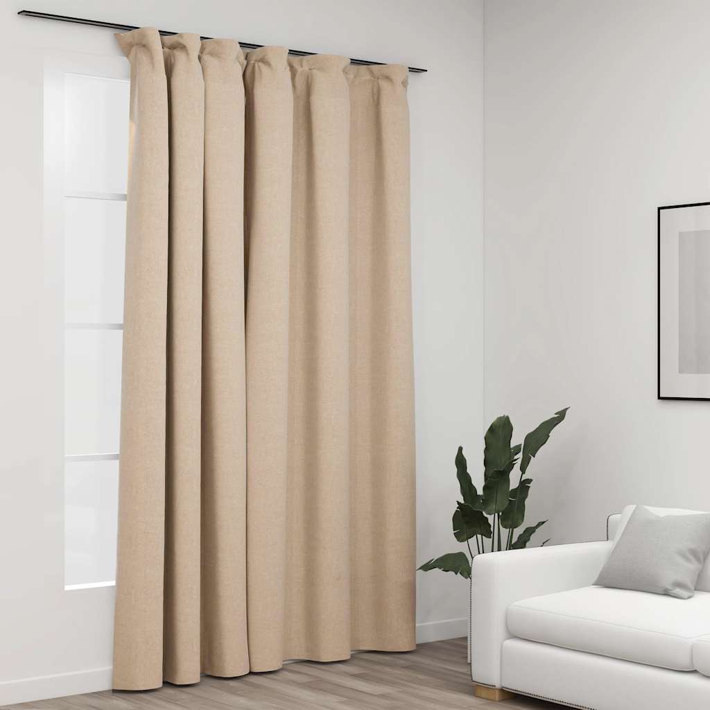 blackout curtain with hooks, linen look;   blackout curtain with