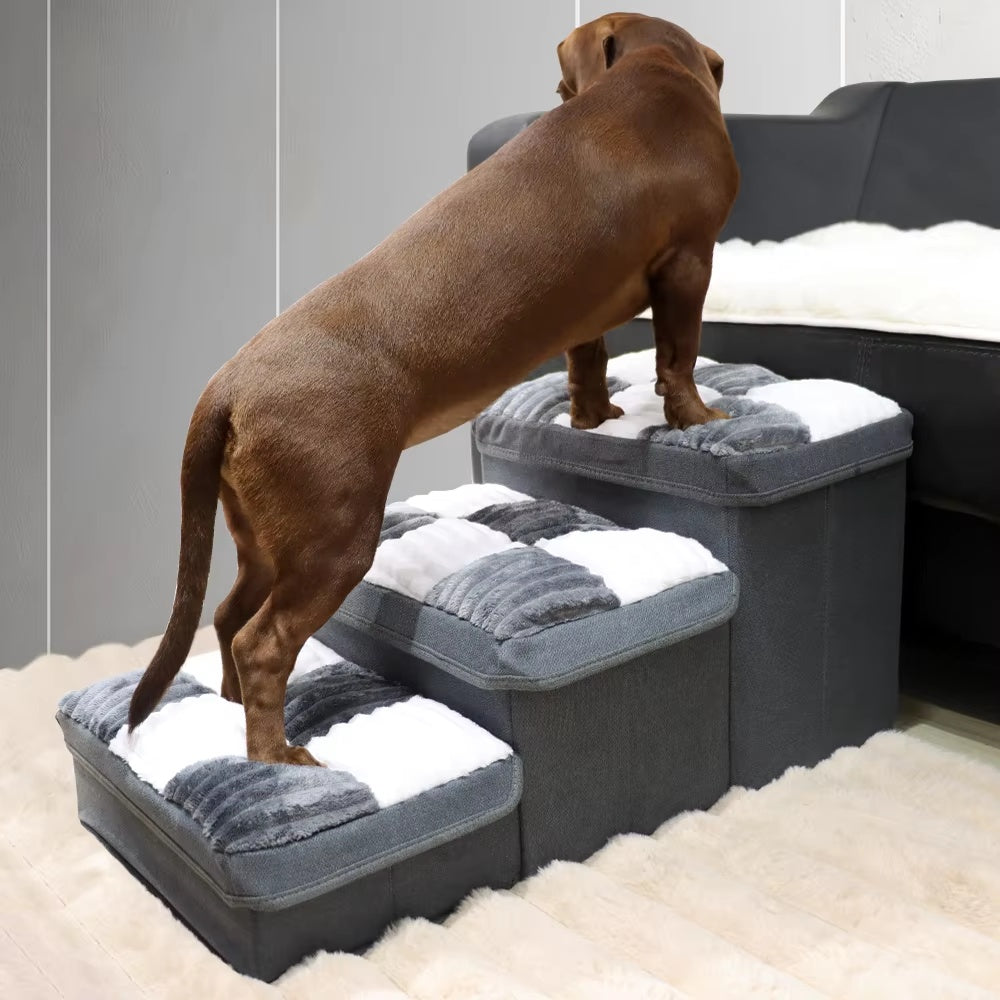 Luxury Chessboard Handmade Steps With Dog Stairs And Storage Space
